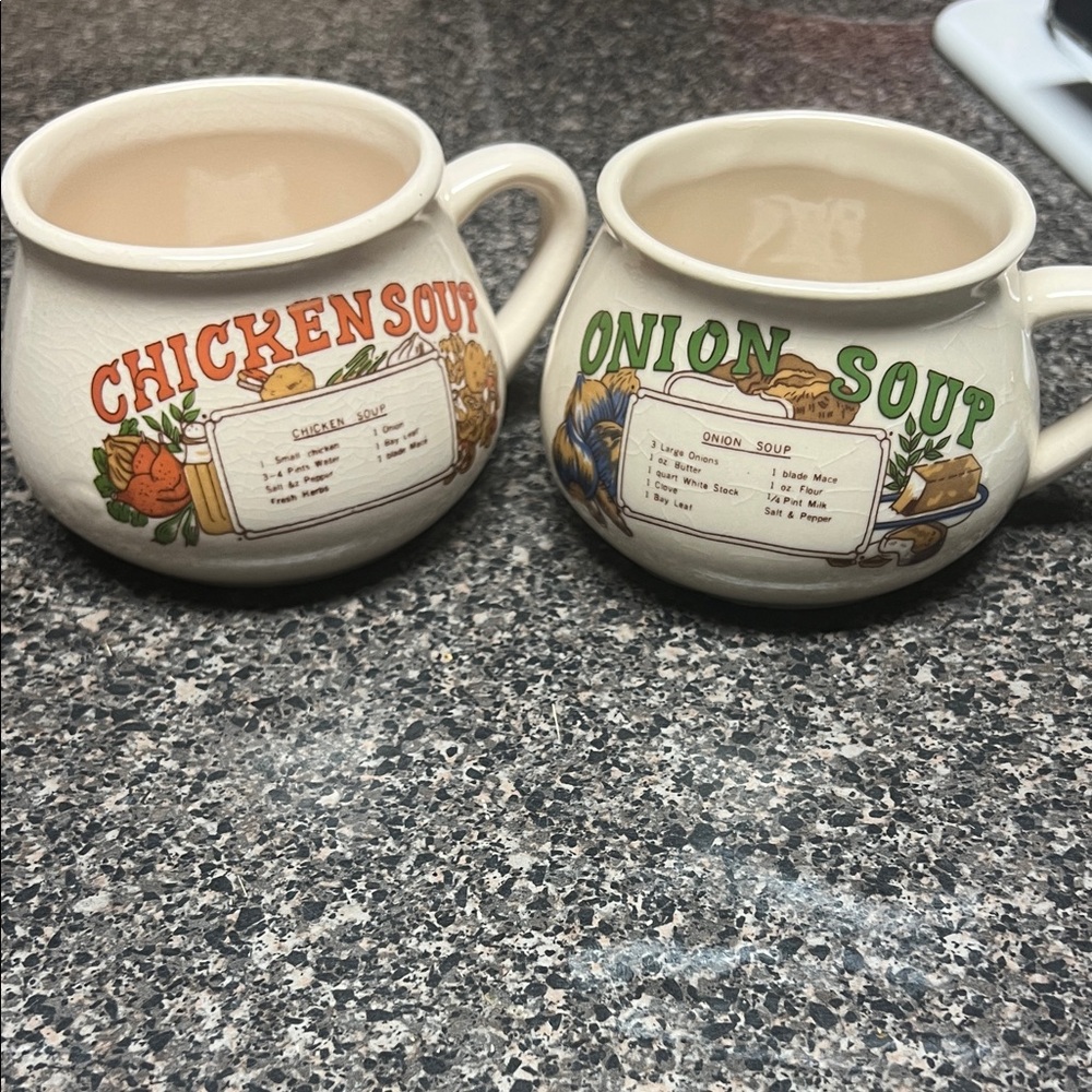 Chicken and Onion Soup Mugs Set